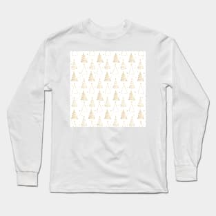 Minimal White Gold Christmas Tree Long Sleeve T-Shirt